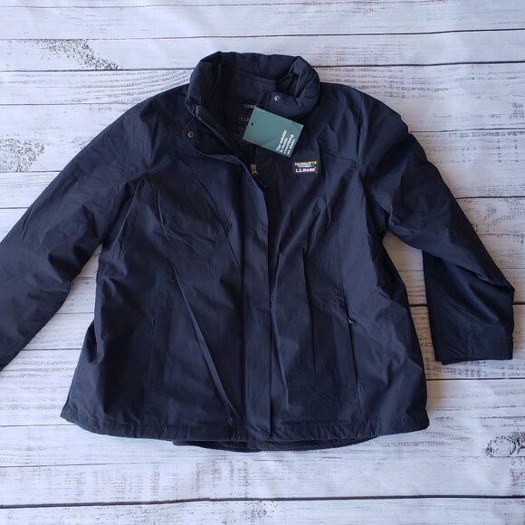 NEW 2X L.L. Bean Womens Black Sweater Fleece 3 In 1 Black Jacket! 2 Pieces! - Picture 1 of 14